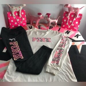 VS PINK LOGO T-SHIRT WITH MATCHING YOGA LEGGINGS SET